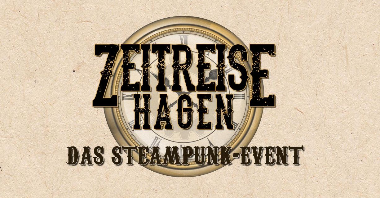 Zeitreise Hagen - Das Steampunk-Event - Logo mit Schrift und Uhr von xanathon