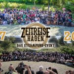 Steampunk Gruppenfotos der Zeitreise Hagen, Text: 2017 2024 Zeitreise Hagen Das Steampunk-Event